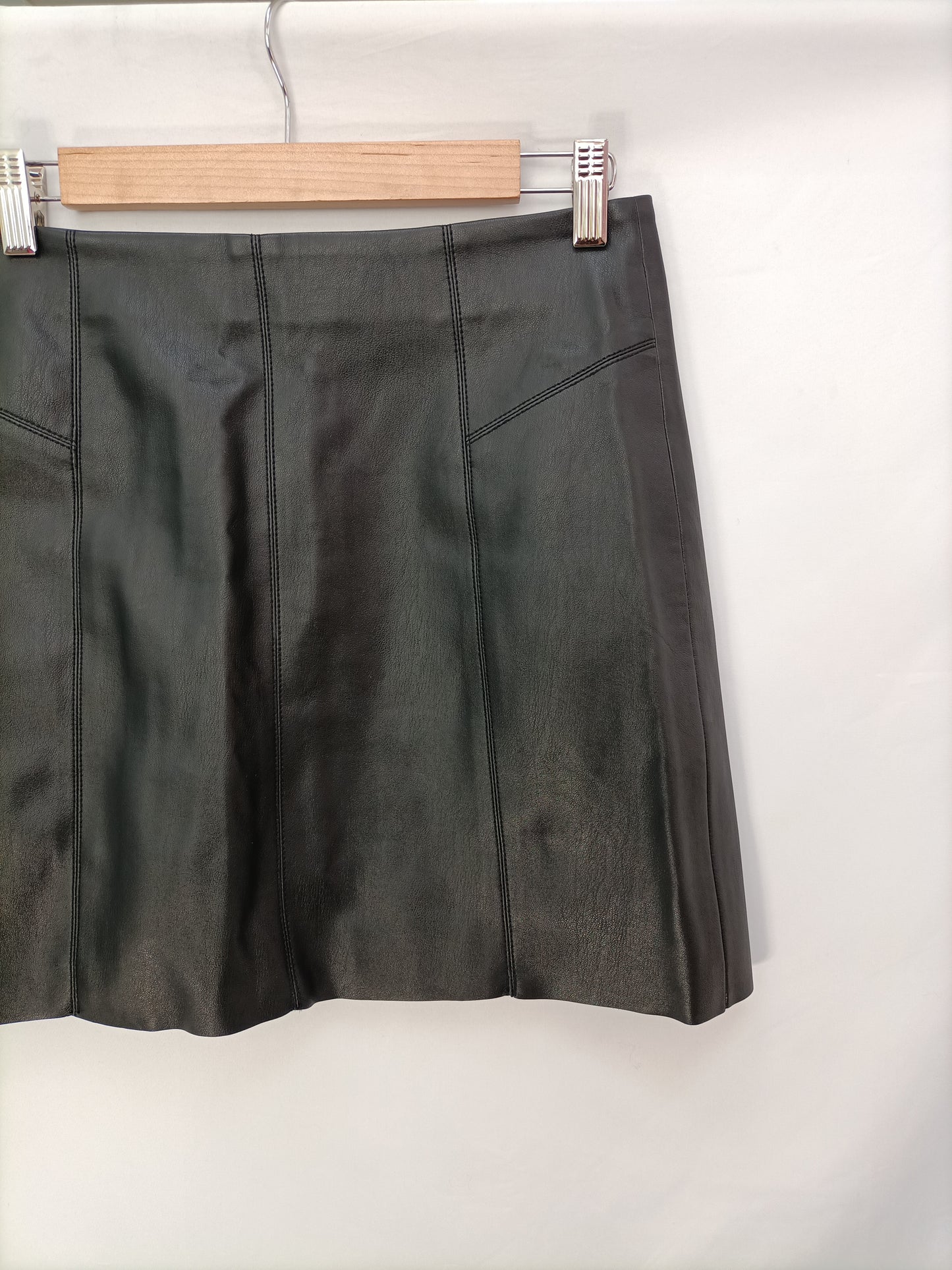 PIMKIE. Black faux leather skirt, size 36