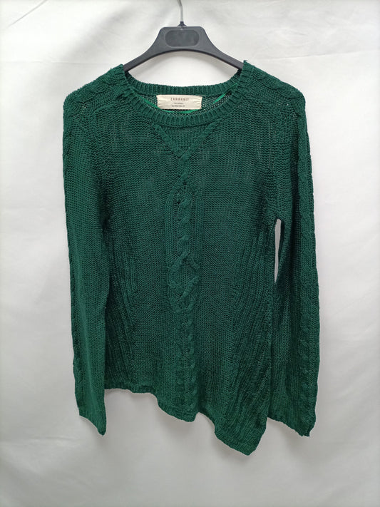 ZARA. Jersey verde asimétrico T.s