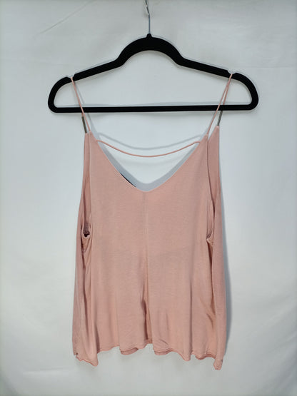 PRIMARK. Top rosa doble textura T.44