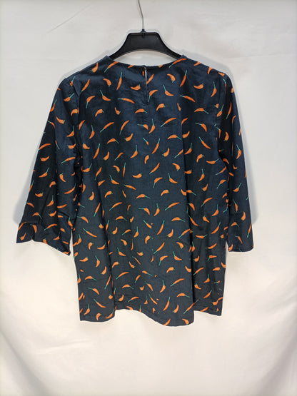DOLORES PROMESAS. Blusa azul chilis T.40