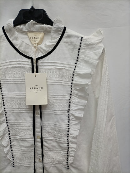 SEZANE. White ruffle blouse T.40