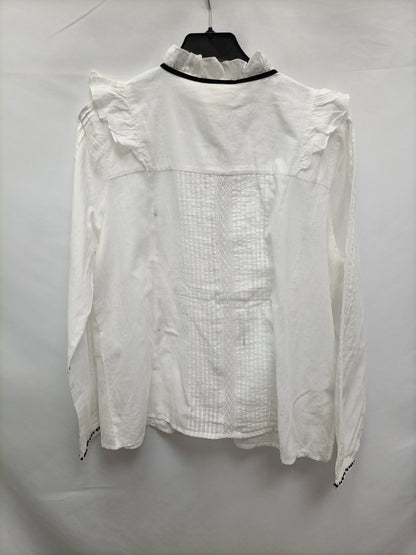 SEZANE. White ruffle blouse T.40