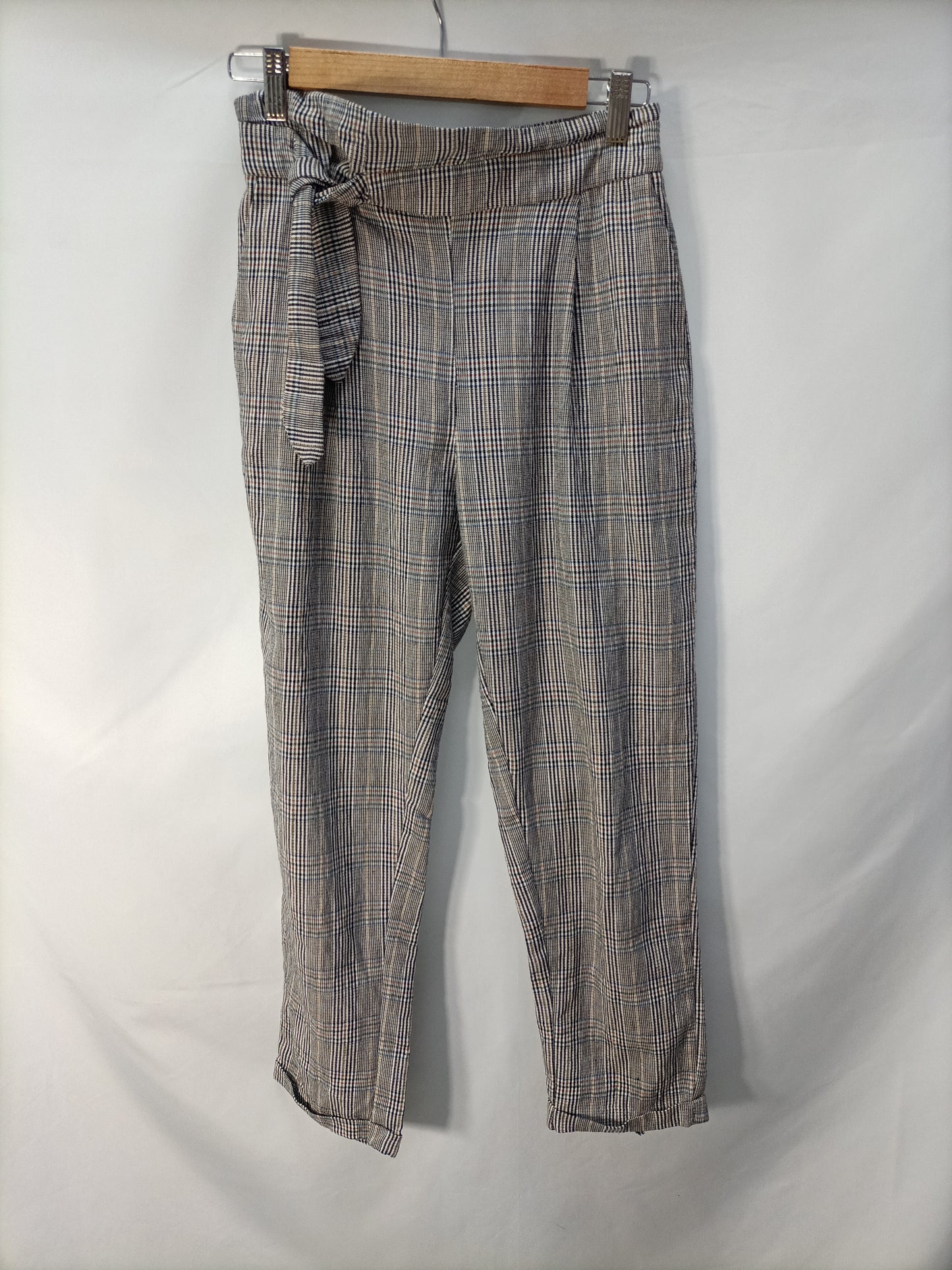 MANGO. Pantalón fluido cuadros T.s