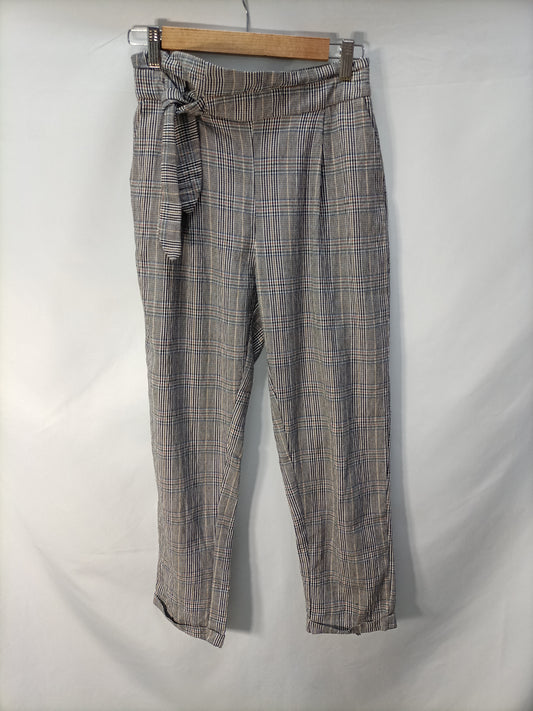 MANGO. Pantalón fluido cuadros T.s