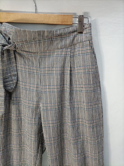 MANGO. Pantalón fluido cuadros T.s