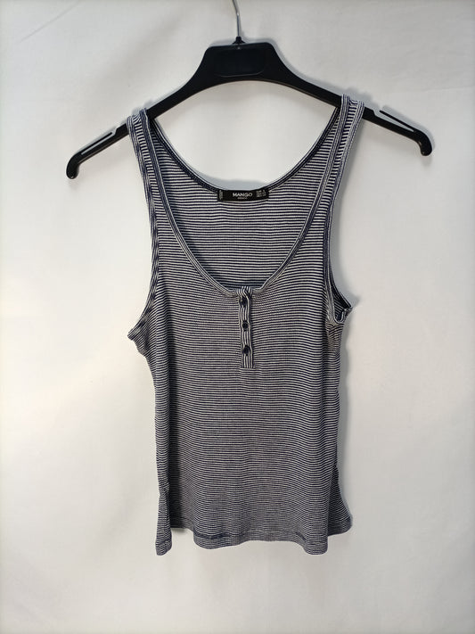 MANGO. Top rayas azul y blanca T.s