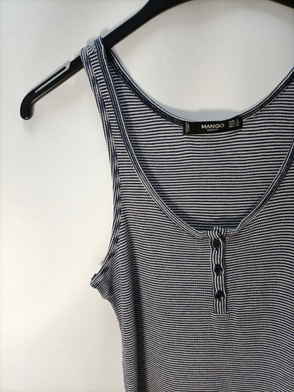 MANGO. Blue and white striped Ts top