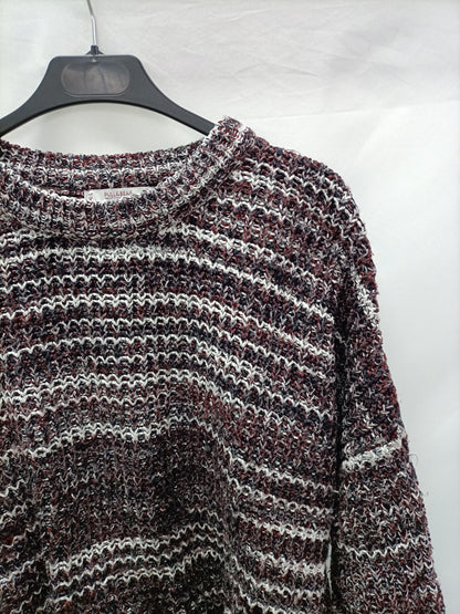 PULL&BEAR. Jersey burdeos jaspeado T.m