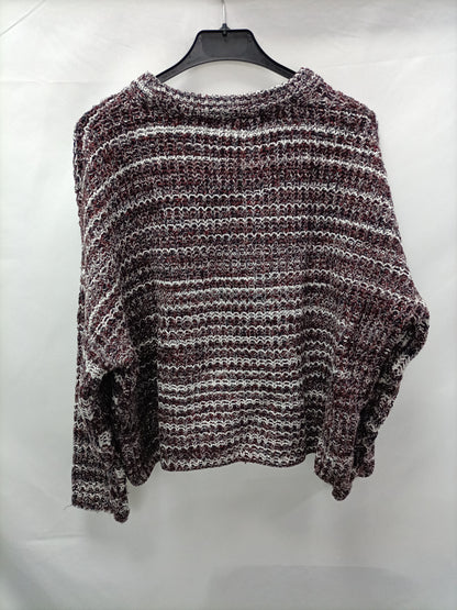 PULL&BEAR. Jersey burdeos jaspeado T.m