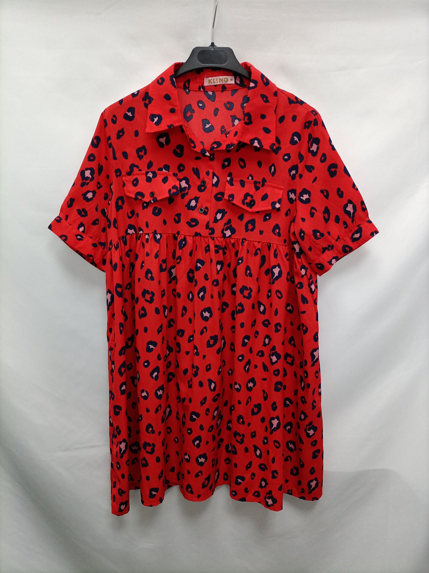 KLING. Vestido rojo animal print  T.xs