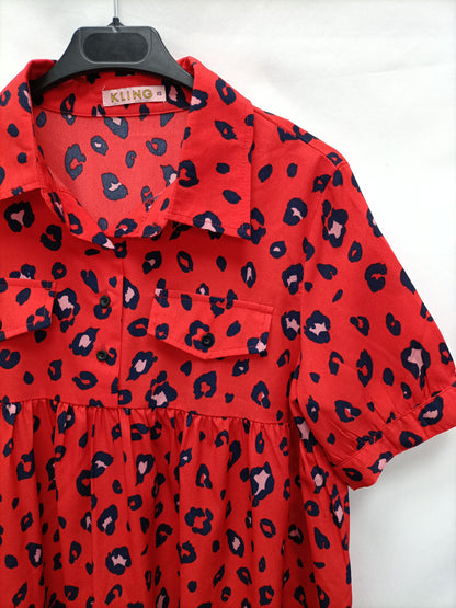 KLING. Vestido rojo animal print  T.xs