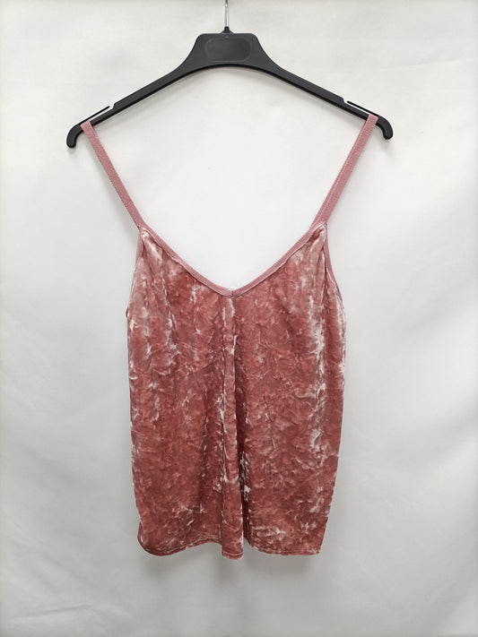 ZARA. Top terciopelo rosa T.s
