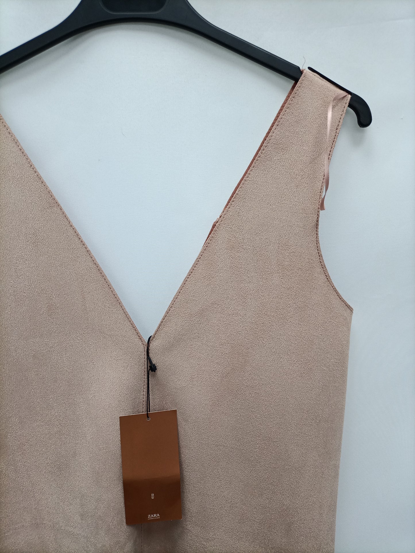 ZARA. Vestido rosa antelina T.m