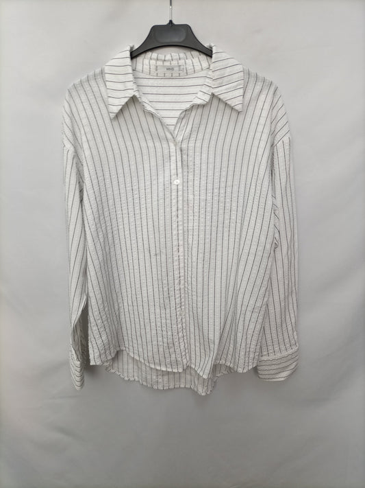 MANGO. Camisa blanca rayas T.s
