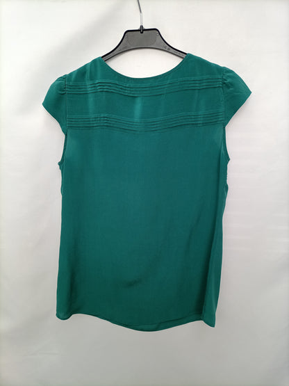 MASSIMO DUTTI. Blusa verde lazada T.36