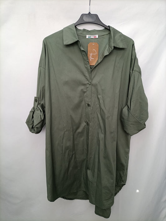 FAROLA. Camisa verde oversized Tu(l)