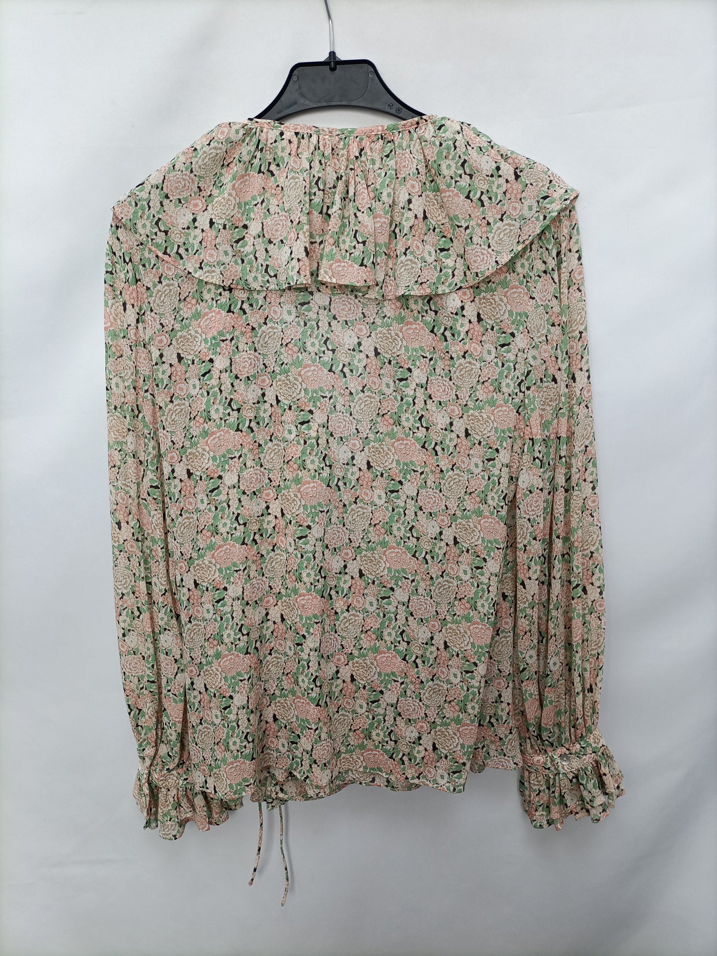 MANGO. Blusa cruzada flores  T.m