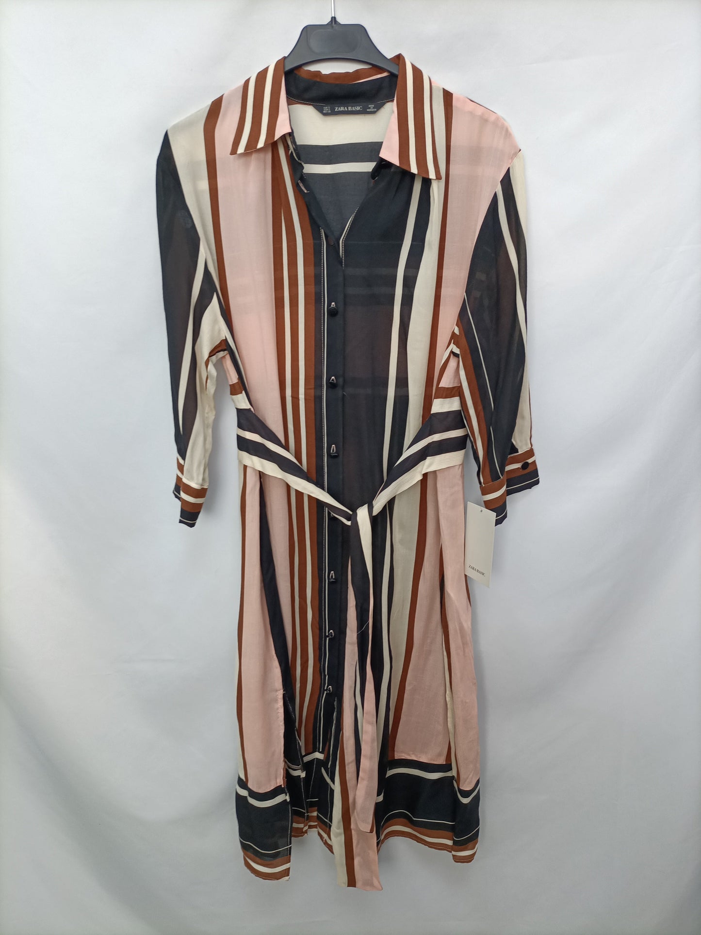 ZARA. Vestido camisero rayas T.s