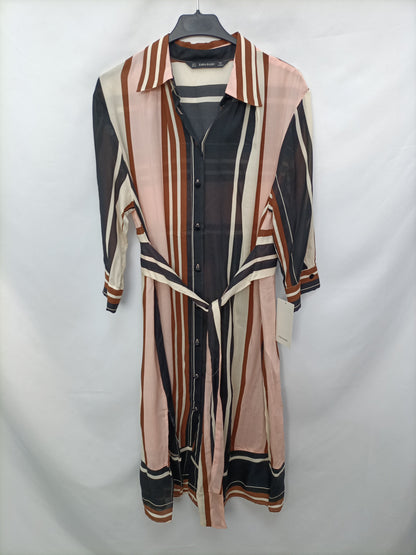 ZARA. Vestido camisero rayas T.s