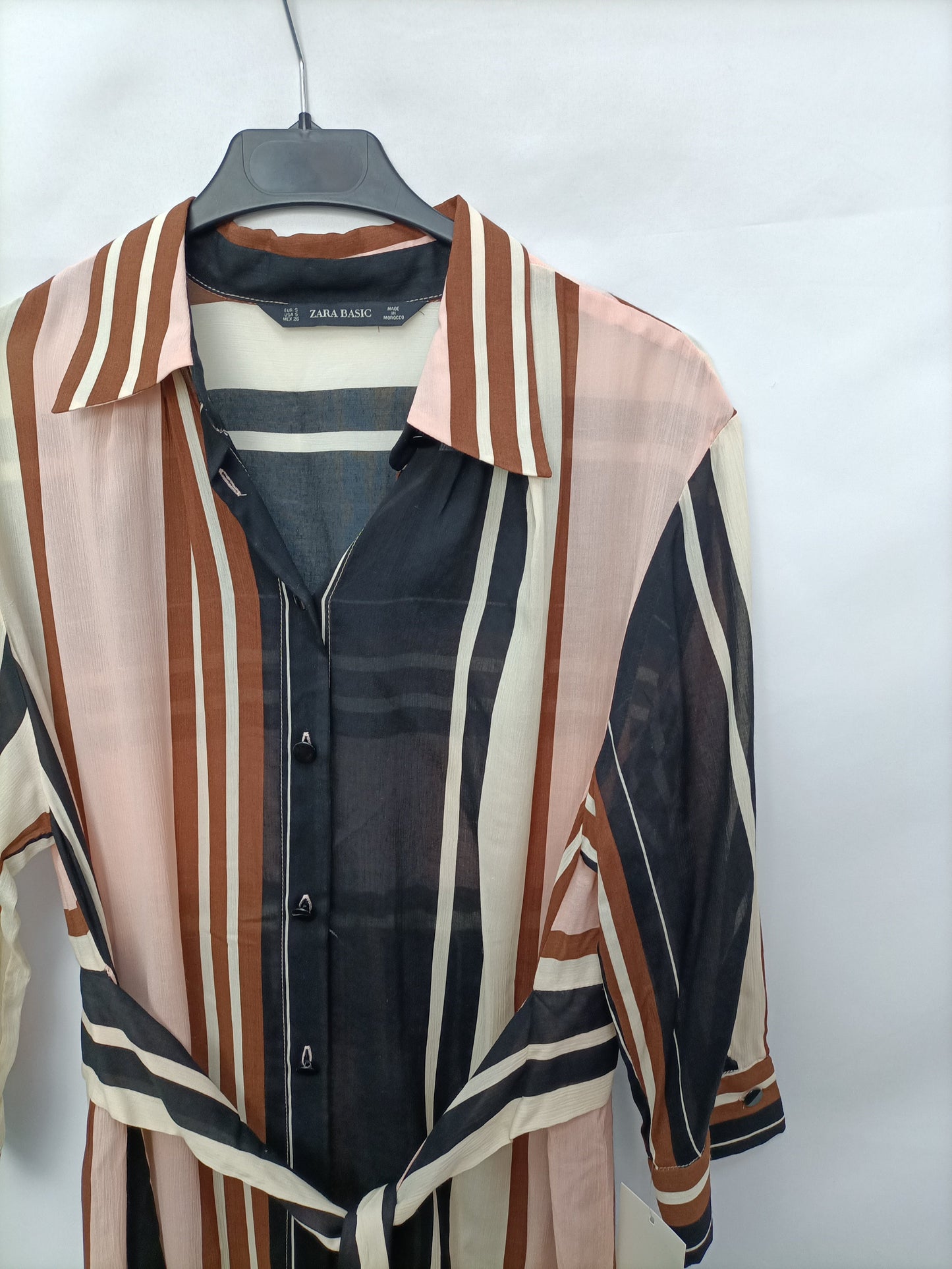 ZARA. Vestido camisero rayas T.s