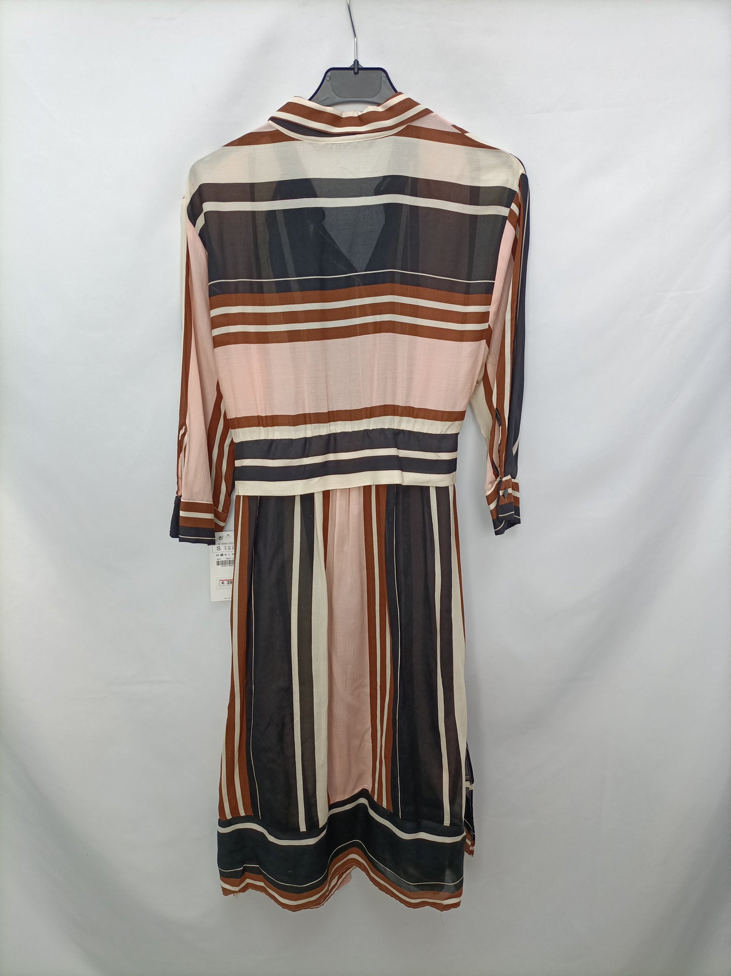 ZARA. Vestido camisero rayas T.s