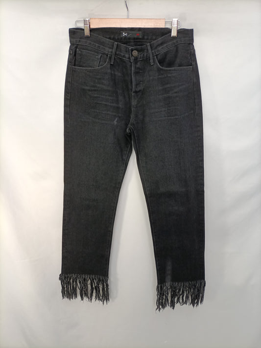 3X1 NYK. Black fringed pants S.21(40)