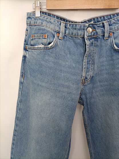 ZARA. Pantalón denim cosido T.38