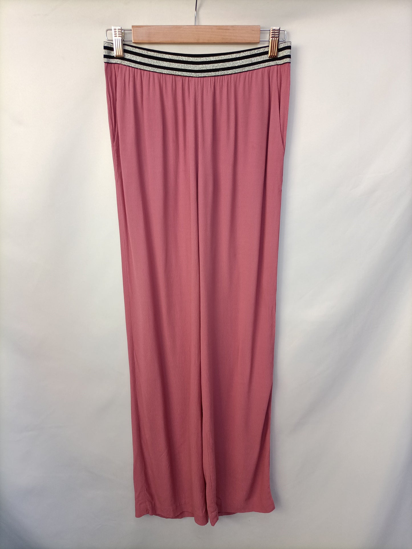 YERSE. Pantalón rosa fluido T.s