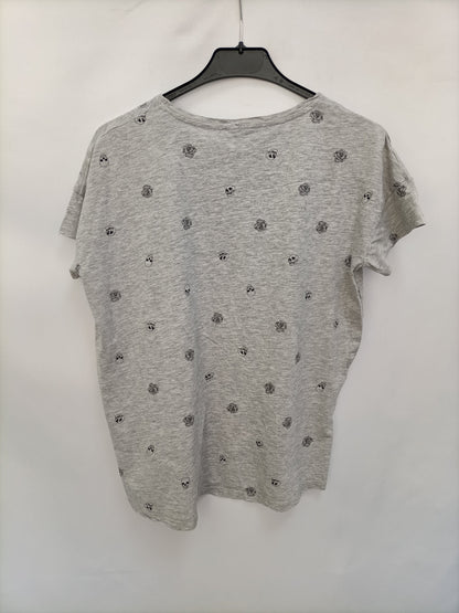 MANGO. Printed gray T-shirt
