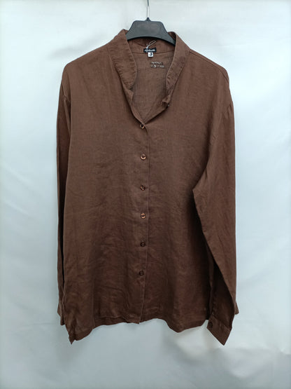 NATURA. Camisa lino fluida estilo oversized T.xl