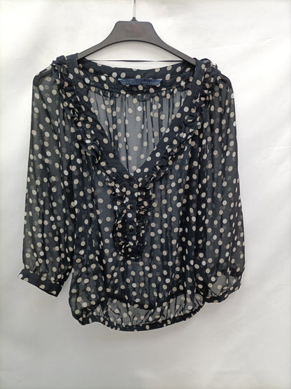 ZARA. Blusa negra Lunares T.m