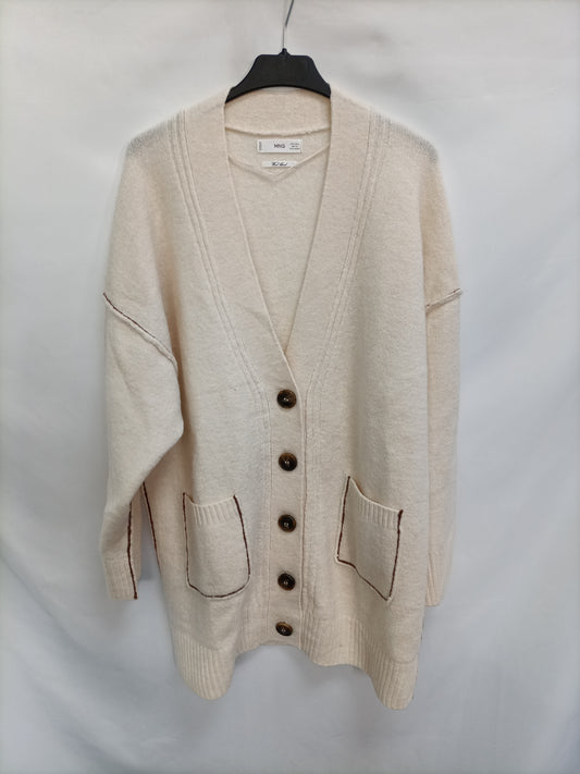 MANGO.Cárdigan de punto beige T.s
