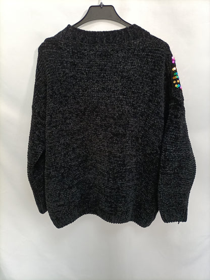 RED QUEEN. Jersey negro lentejuelas T.U (m/l)