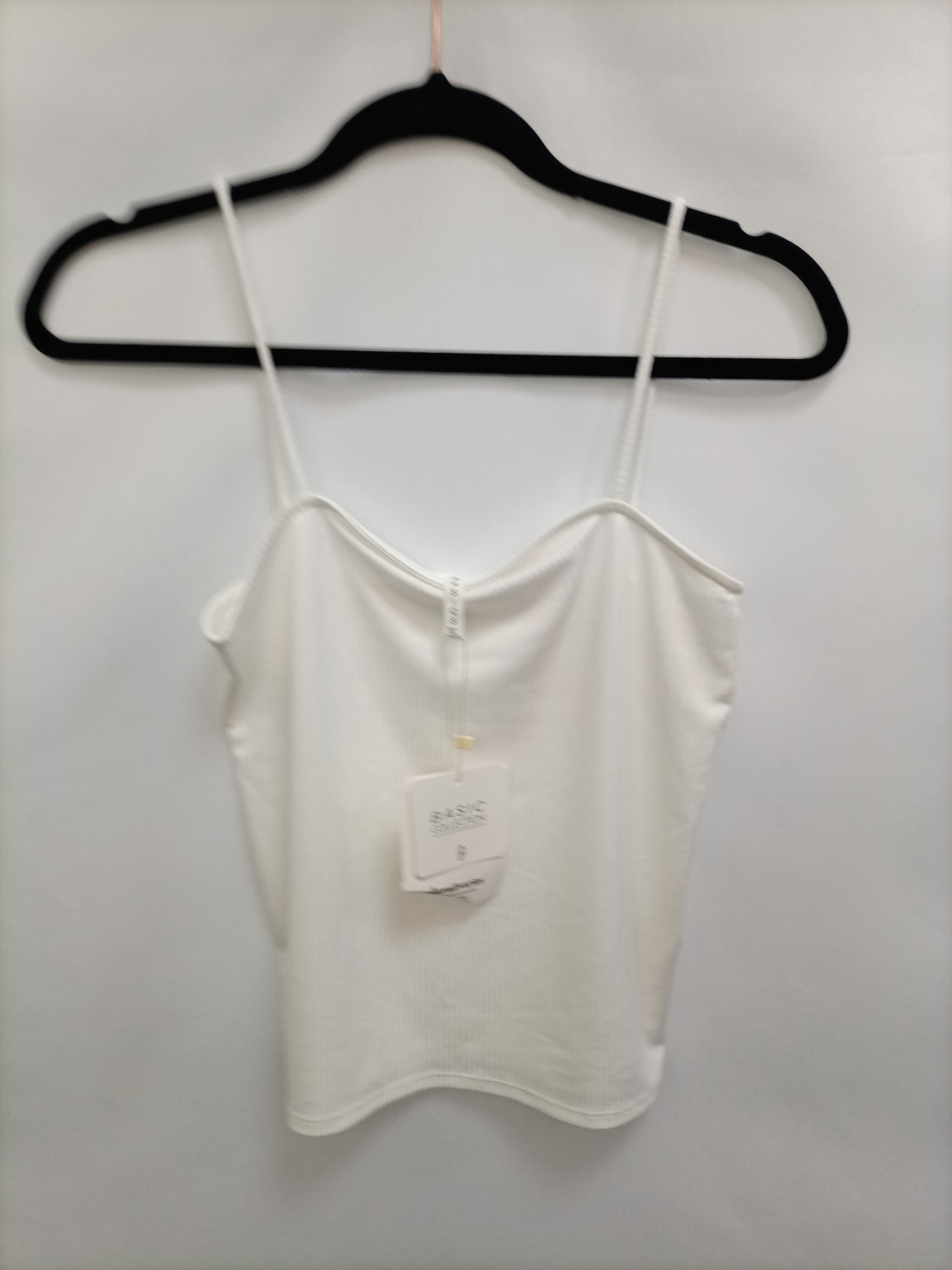 STRADIVARIUS. Top blanco canalé T.l