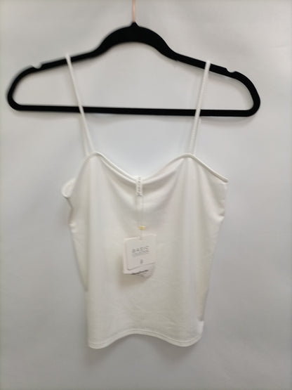 STRADIVARIUS. Top blanco canalé T.l