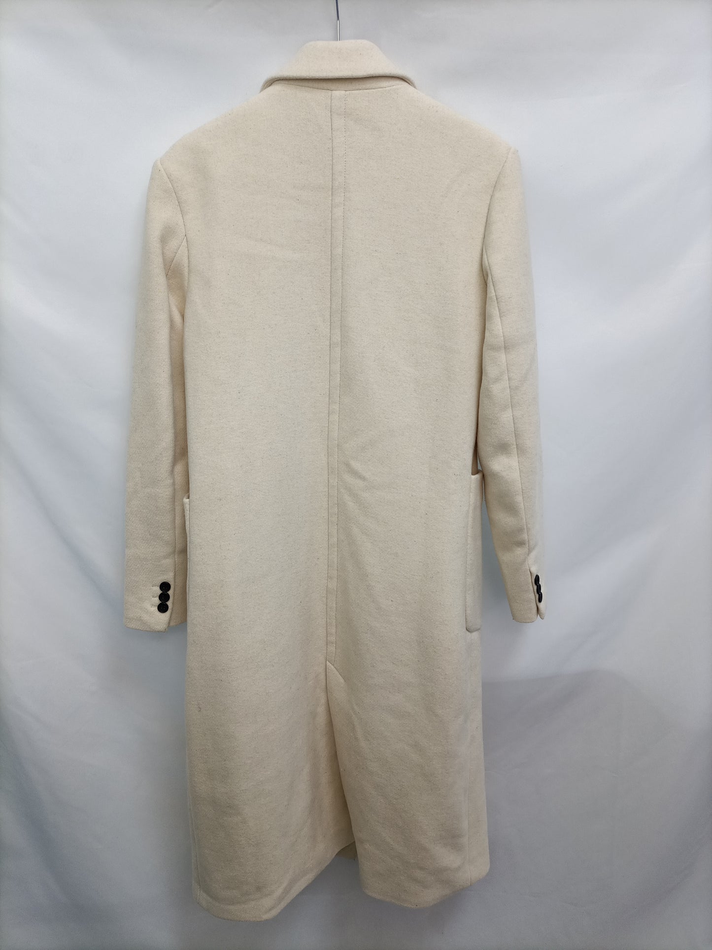 STRADIVARIUS. Abrigo beige jaspeado T.s