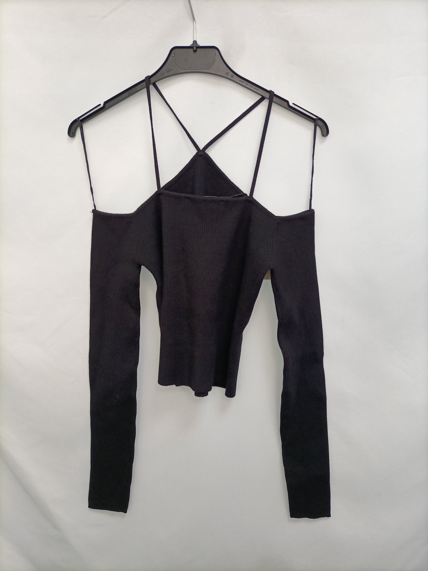 ZARA. Black ribbed top Tm