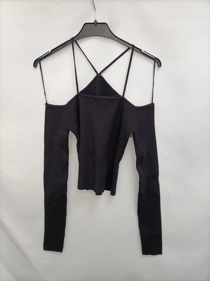 ZARA. Black ribbed top Tm