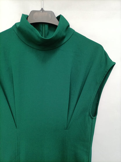 ZARA. Vestido midi verde T.xs