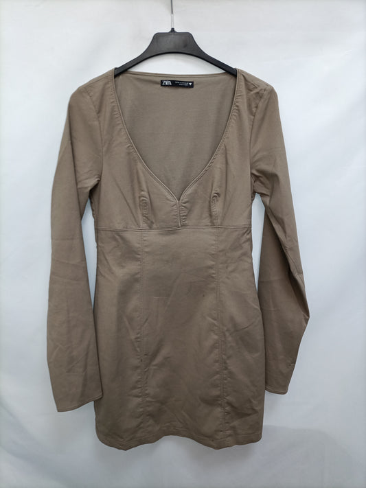 ZARA. Short brown dress Tm