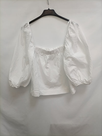 MANGO. Top blanco mangas T.m