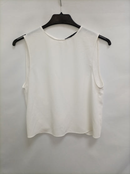 ZARA. White top with knotted back, size S