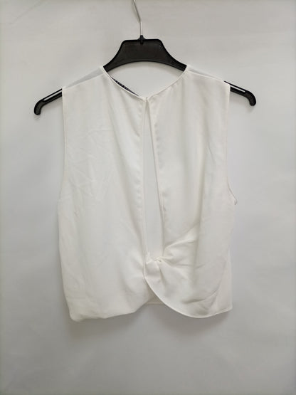 ZARA. White top with knotted back, size S