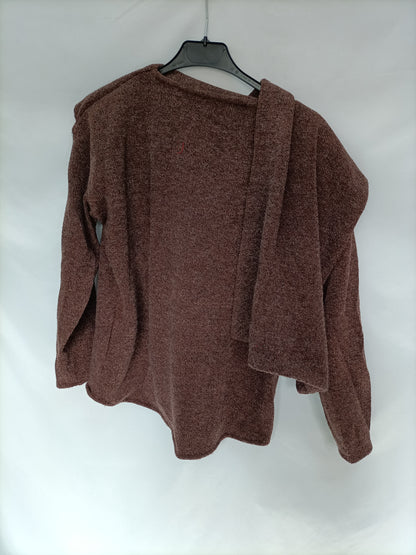 INES DOMENEQ. Jersey marrón solapa T.s/m