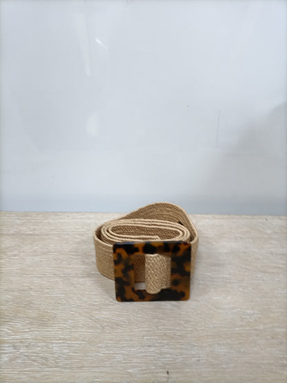 ZARA. Cinturón beige rafia T.90