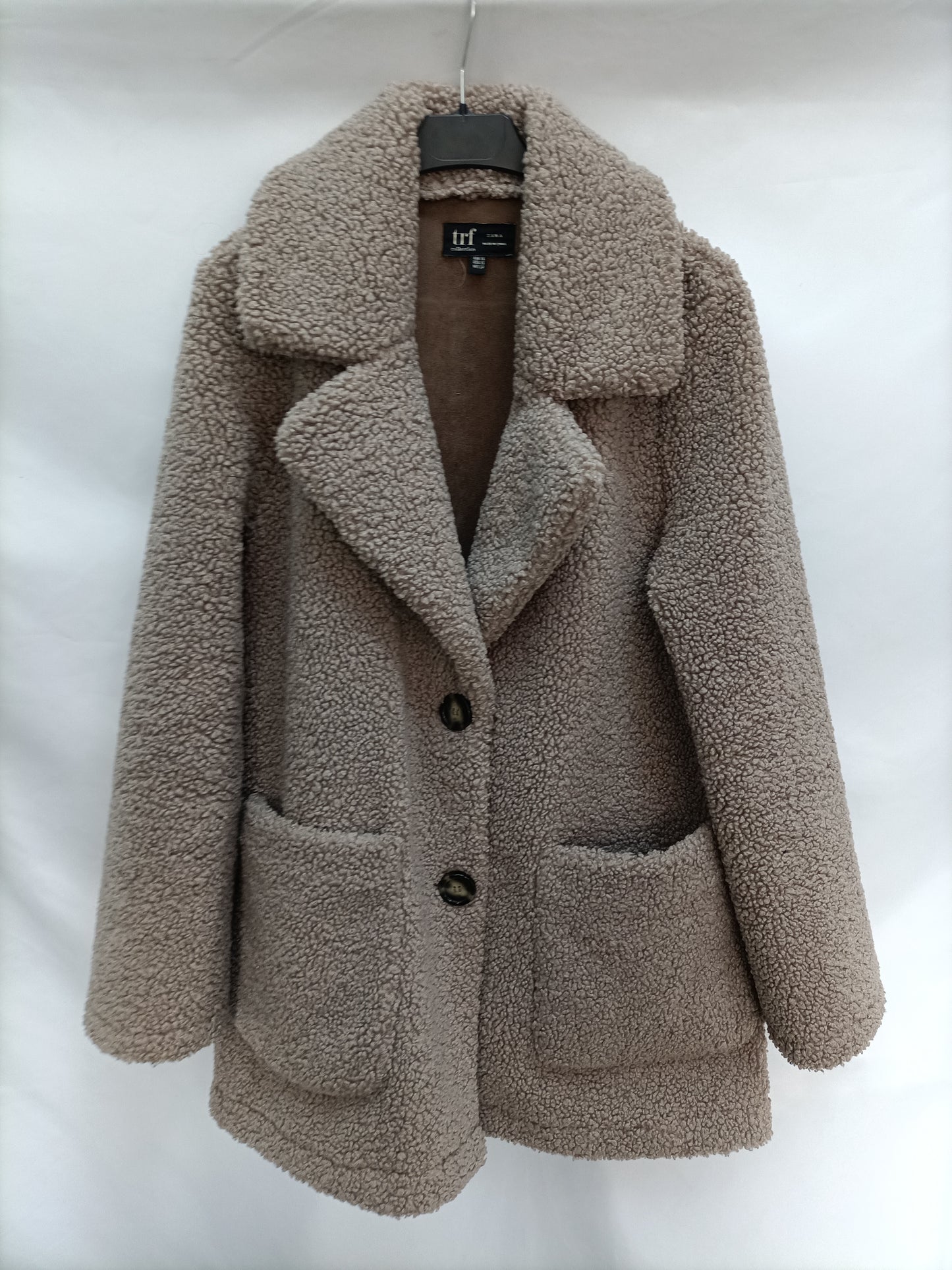 ZARA. Abrigo borrego marrón T. Xs