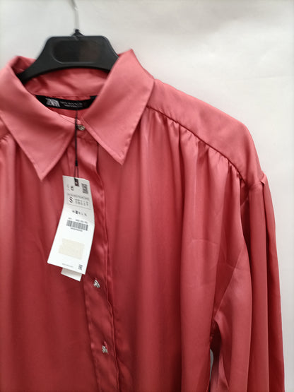 ZARA. Blusa salmon botones T.s