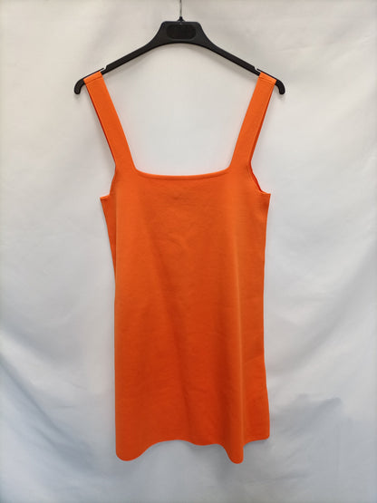 ZARA. Vestido punto naranja T.m
