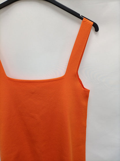 ZARA. Vestido punto naranja T.m