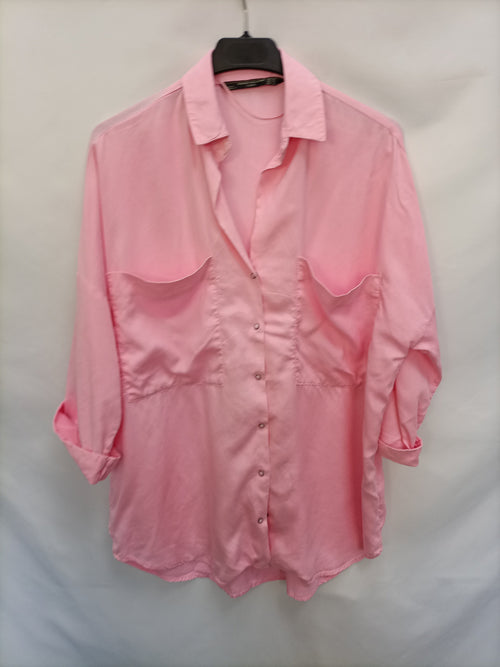 ZARA. Camisa rosa oversized T.xs